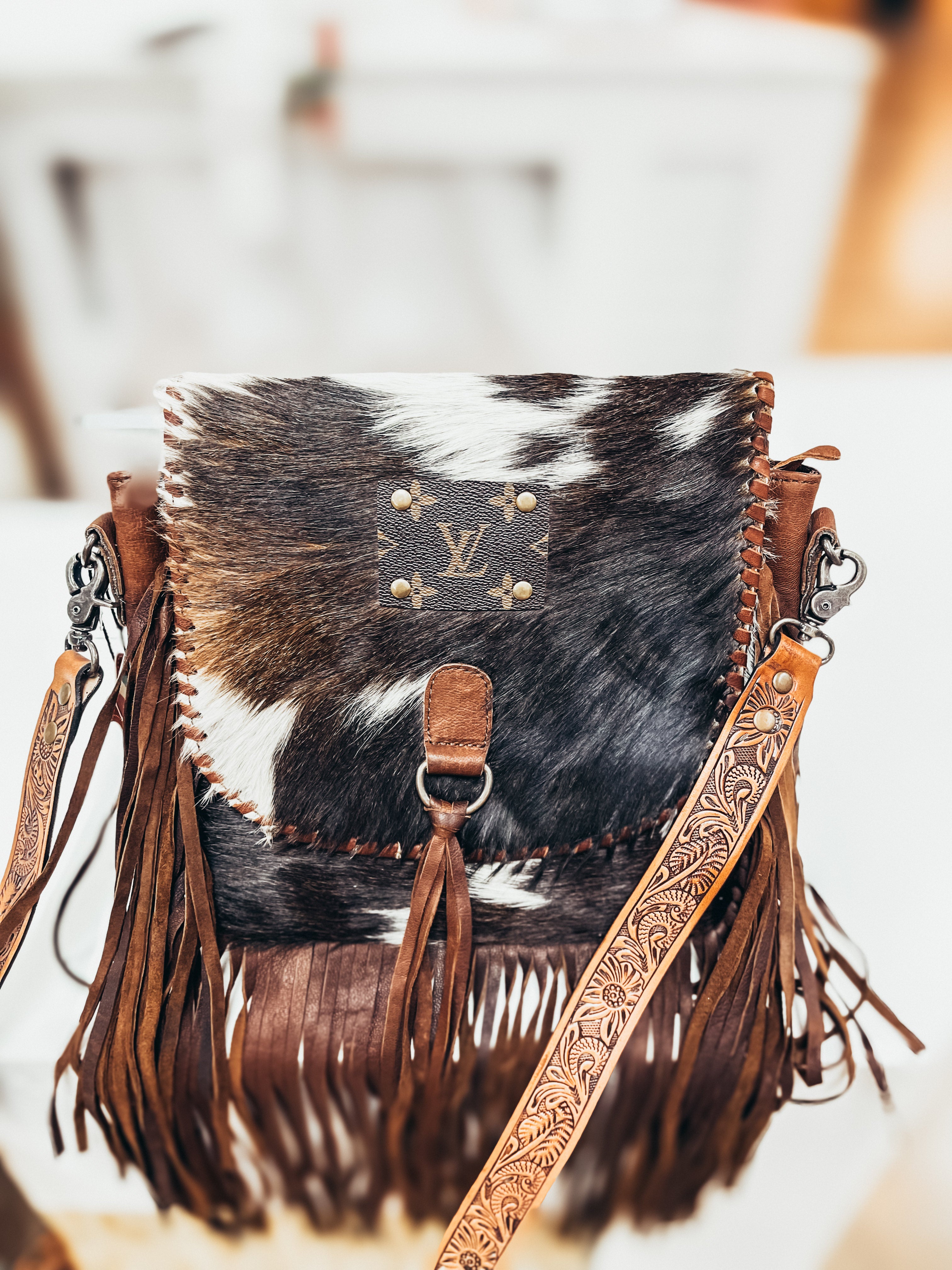 Boone Cowhide Make-Up Bag | Cowhide, Leather handle, Bags
